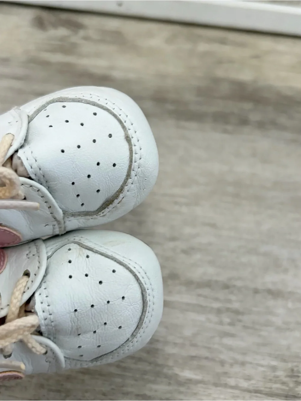 Vintage Nike Baby Crib Shoes White Pink Leather Infant